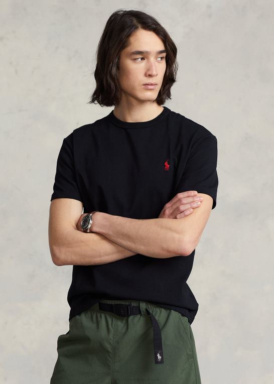 sort Mænd Ralph Lauren klassisk pasform tungvægts jersey t-shirt Z426B237