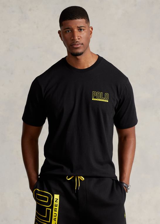 sort Mænd Ralph Lauren logo jersey t-shirt med rund hals Z426B1491