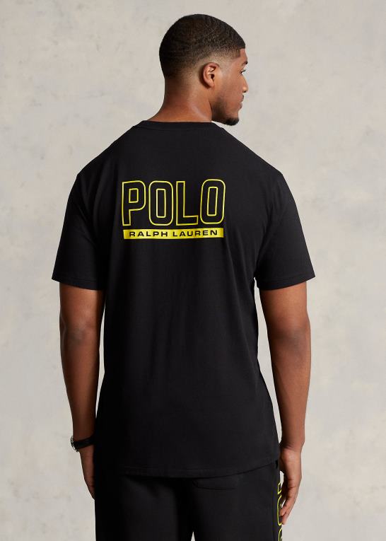 sort Mænd Ralph Lauren logo jersey t-shirt med rund hals Z426B1491