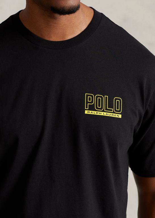 sort Mænd Ralph Lauren logo jersey t-shirt med rund hals Z426B1491
