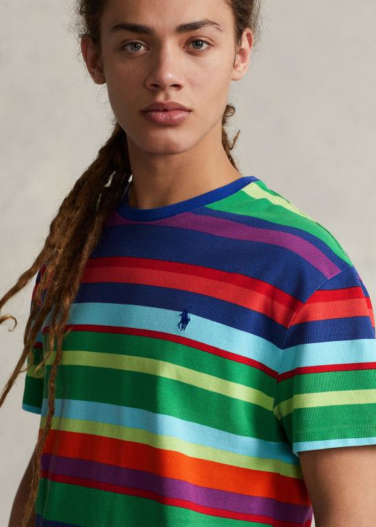 stamme multi Mænd Ralph Lauren klassisk pasform stribet mesh t-shirt Z426B492