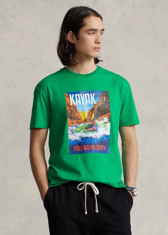 stilk Mænd Ralph Lauren klassisk pasform jersey grafisk t-shirt Z426B807