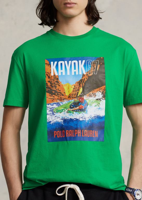 stilk Mænd Ralph Lauren klassisk pasform jersey grafisk t-shirt Z426B807