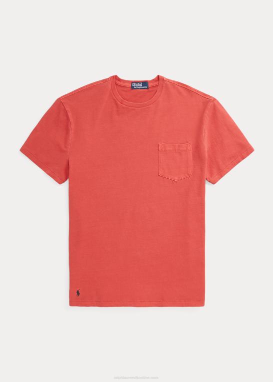 stolpe rød Mænd Ralph Lauren klassisk pasform jersey lomme t-shirt Z426B941