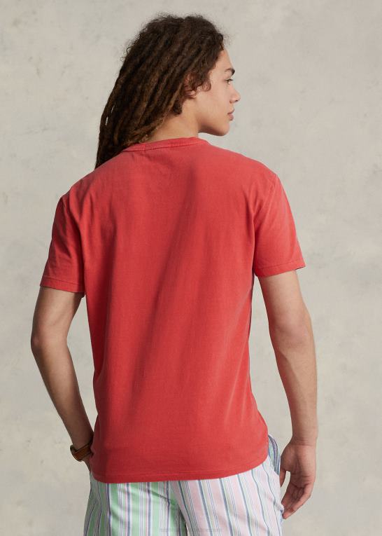 stolpe rød Mænd Ralph Lauren klassisk pasform jersey lomme t-shirt Z426B941
