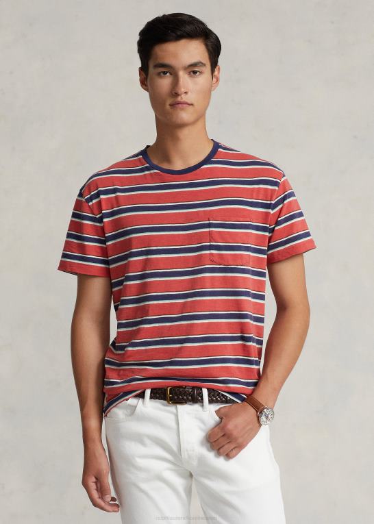 stolpe rød multi Mænd Ralph Lauren klassisk pasform stribet jersey t-shirt Z426B8448