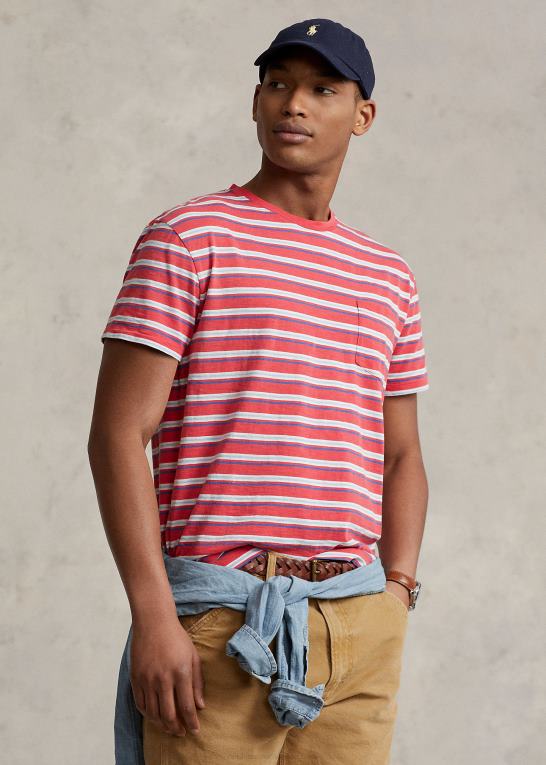 styrbord rød multi Mænd Ralph Lauren klassisk pasform stribet jersey t-shirt Z426B764