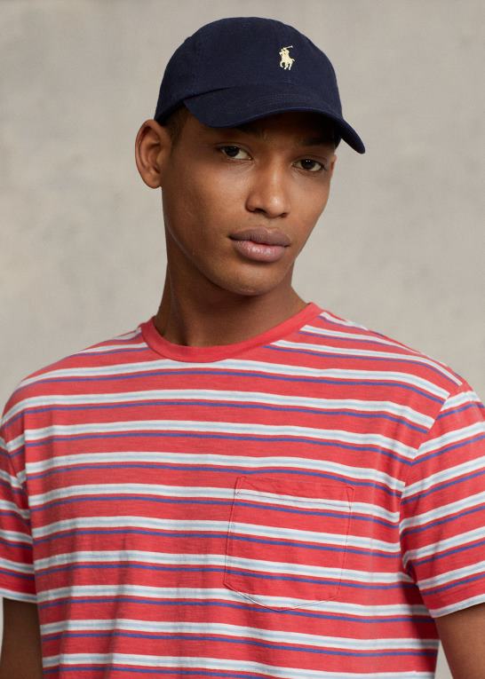 styrbord rød multi Mænd Ralph Lauren klassisk pasform stribet jersey t-shirt Z426B764