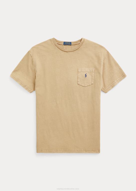 vintage kaki Mænd Ralph Lauren klassisk pasform bomuld-linned lomme t-shirt Z426B8562