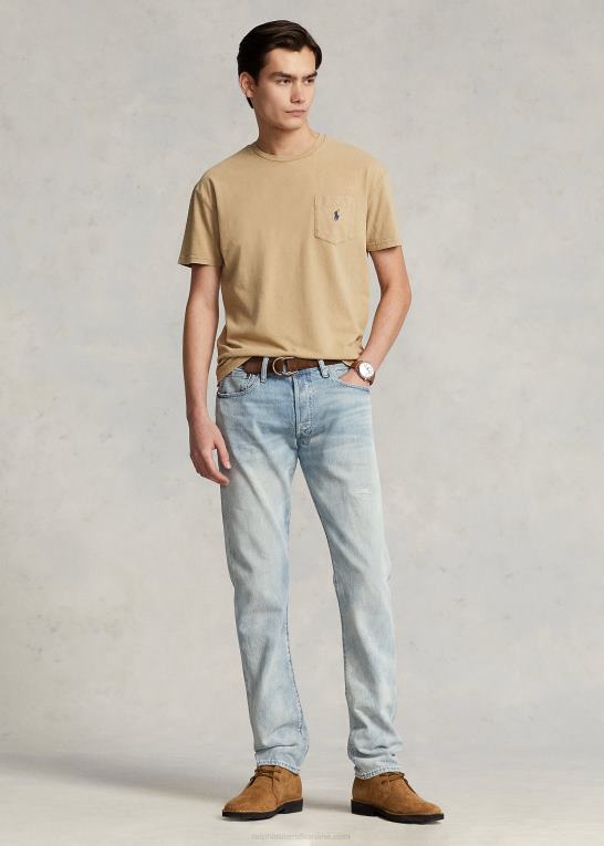 vintage kaki Mænd Ralph Lauren klassisk pasform bomuld-linned lomme t-shirt Z426B8562