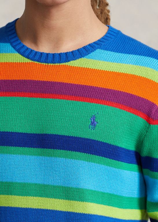 Mænd Ralph Lauren stribet bomuldstrøje med rund hals Z426B888
