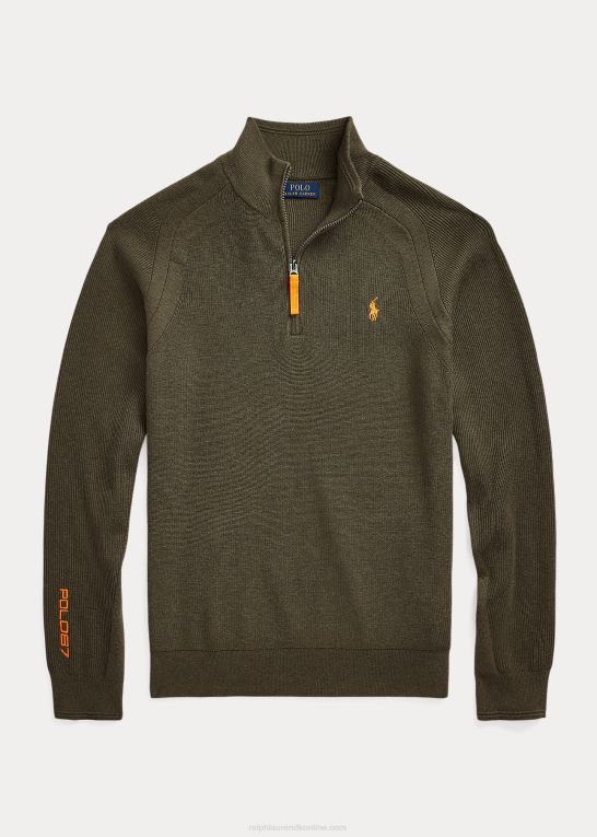 baldakin olivenlyng Mænd Ralph Lauren ydeevne sweater med kvart lynlås Z426B8589