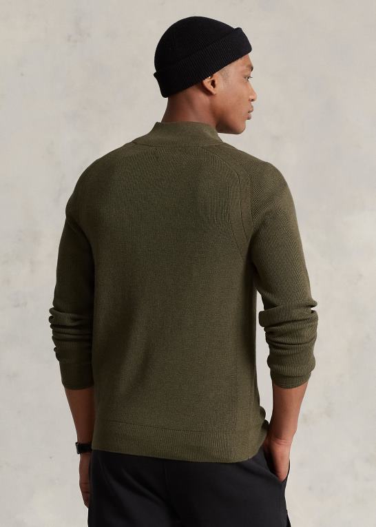 baldakin olivenlyng Mænd Ralph Lauren ydeevne sweater med kvart lynlås Z426B8589