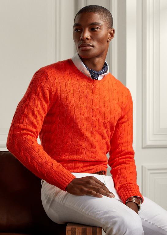 bittersød Mænd Ralph Lauren kabelstrikket kashmirtrøje Z426B79