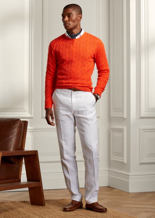 bittersød Mænd Ralph Lauren kabelstrikket kashmirtrøje Z426B79