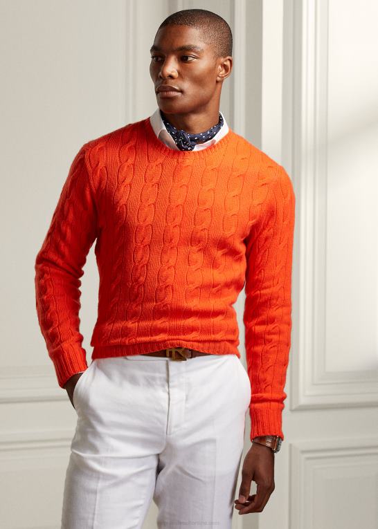 bittersød Mænd Ralph Lauren kabelstrikket kashmirtrøje Z426B79