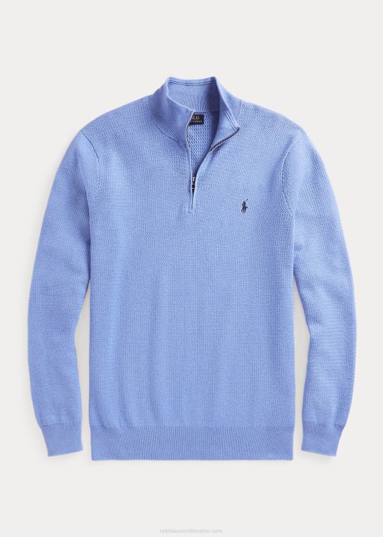blød kongelyng Mænd Ralph Lauren tekstureret bomuldstrøje med kvart lynlås Z426B1804