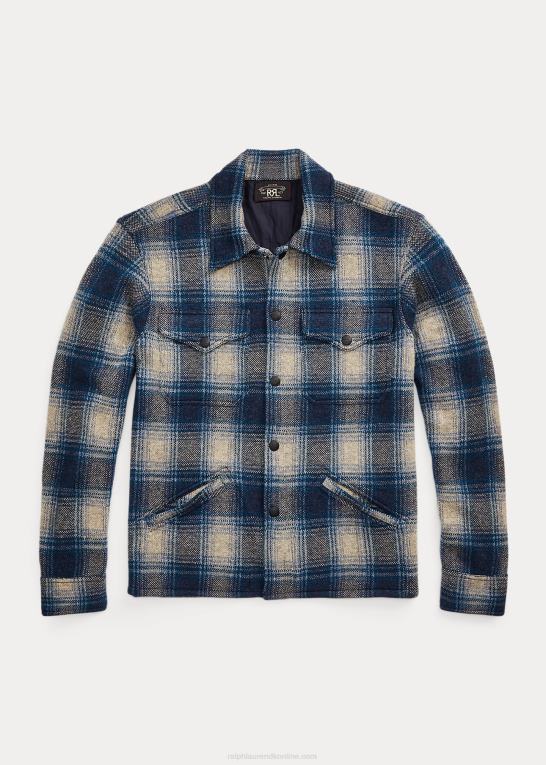 blå multi Mænd Ralph Lauren plaid uld-cashmir workshirt sweater Z426B1740