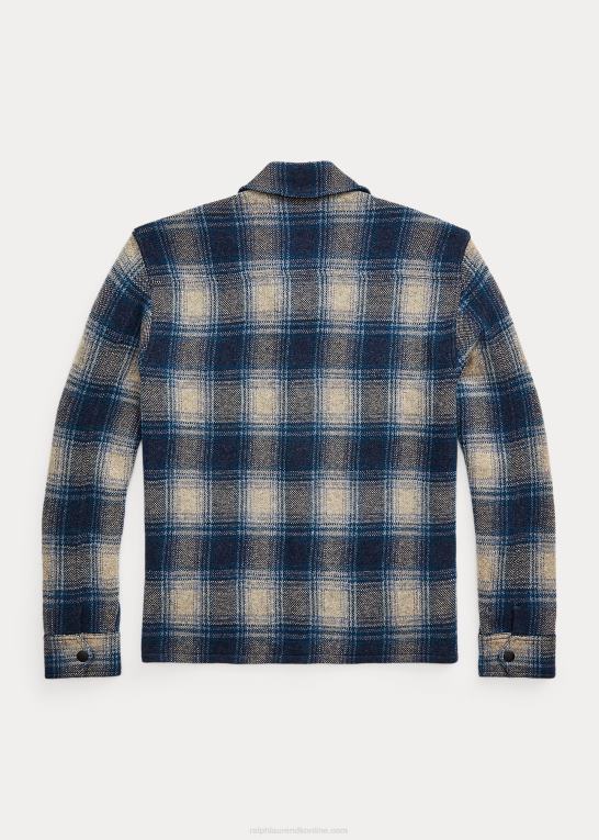 blå multi Mænd Ralph Lauren plaid uld-cashmir workshirt sweater Z426B1740