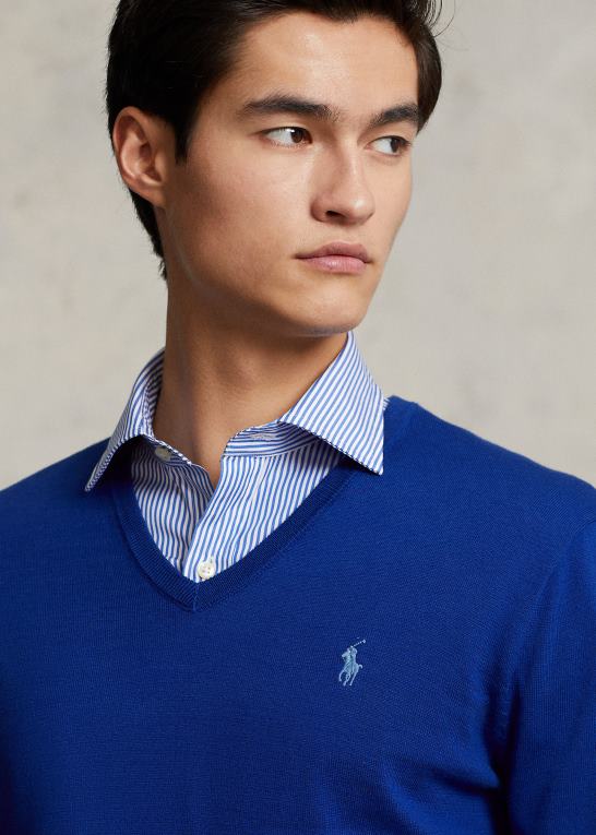 by kgl Mænd Ralph Lauren bomuldstrøje med v-hals Z426B8568