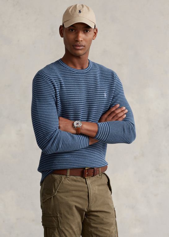 clancy blå combo Mænd Ralph Lauren bomuldstrøje med teksturstribet Z426B794