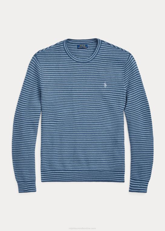 clancy blå combo Mænd Ralph Lauren bomuldstrøje med teksturstribet Z426B794