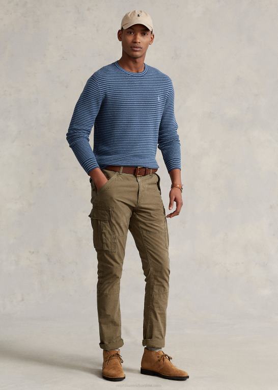 clancy blå combo Mænd Ralph Lauren bomuldstrøje med teksturstribet Z426B794
