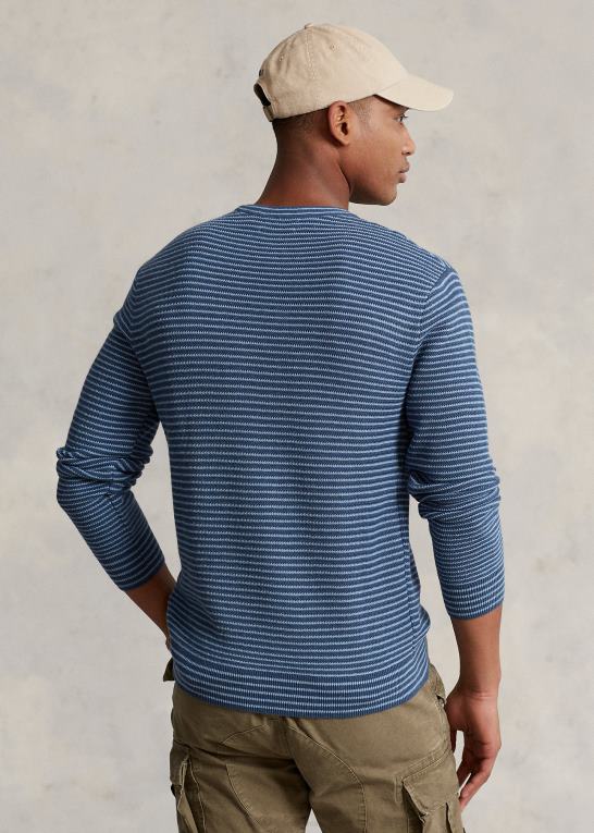 clancy blå combo Mænd Ralph Lauren bomuldstrøje med teksturstribet Z426B794