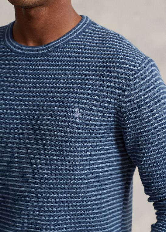 clancy blå combo Mænd Ralph Lauren bomuldstrøje med teksturstribet Z426B794