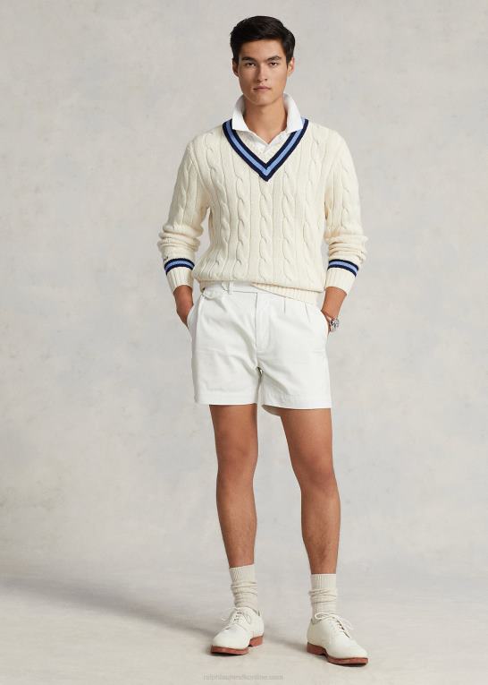 creme m/marine stribe Mænd Ralph Lauren den ikoniske crickettrøje Z426B8380