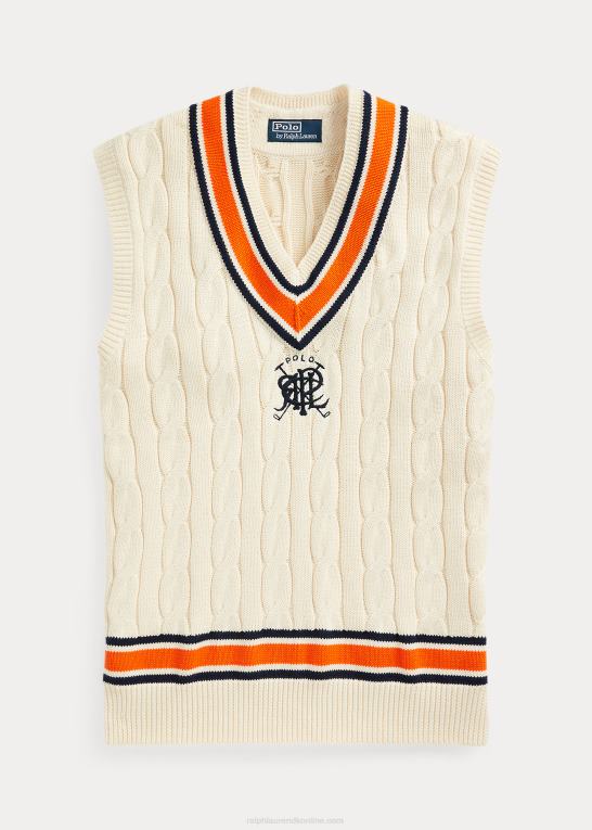 creme multi Mænd Ralph Lauren crest bomuld cricket vest Z426B897