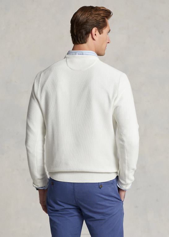 dækvask hvid Mænd Ralph Lauren mesh-strikket bomuldstrøje med rund hals Z426B672
