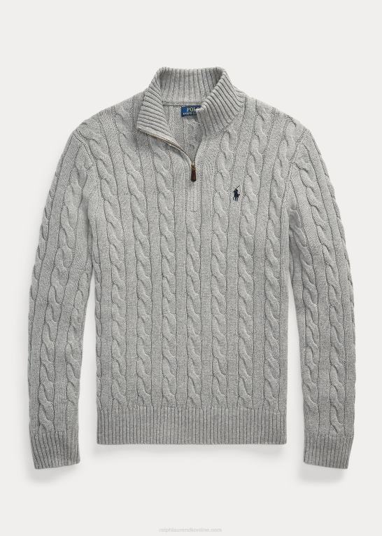 fawn grå lyng Mænd Ralph Lauren kabelstrikket bomuldstrøje Z426B1132
