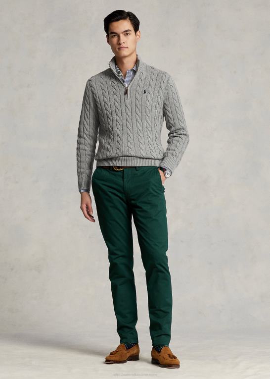 fawn grå lyng Mænd Ralph Lauren kabelstrikket bomuldstrøje Z426B1132
