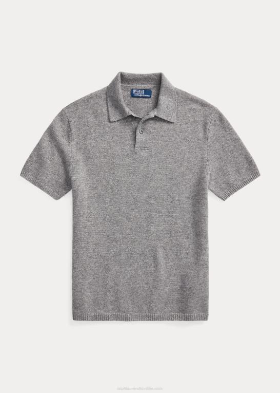 fawn grå lyng Mænd Ralph Lauren kashmir sweater med polokrave Z426B489