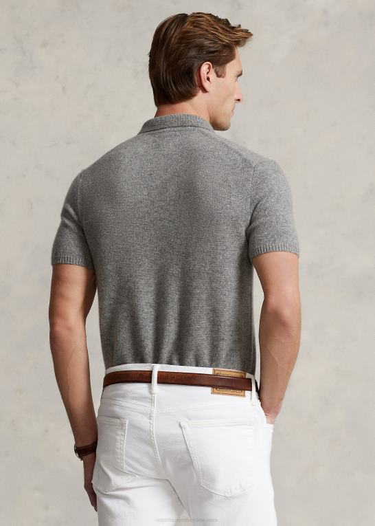 fawn grå lyng Mænd Ralph Lauren kashmir sweater med polokrave Z426B489