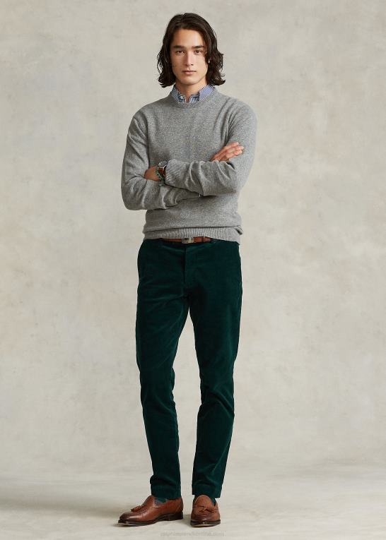 fawn grå lyng Mænd Ralph Lauren vaskbar kashmir sweater med rund hals Z426B599