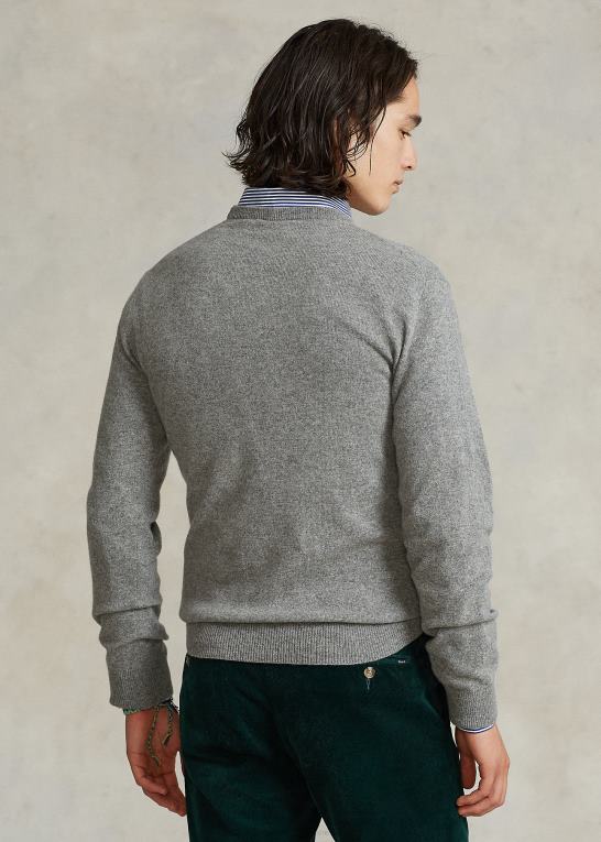 fawn grå lyng Mænd Ralph Lauren vaskbar kashmir sweater med rund hals Z426B599