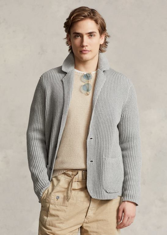 grå Mænd Ralph Lauren bomuld-cashmir blazer cardigan Z426B1236