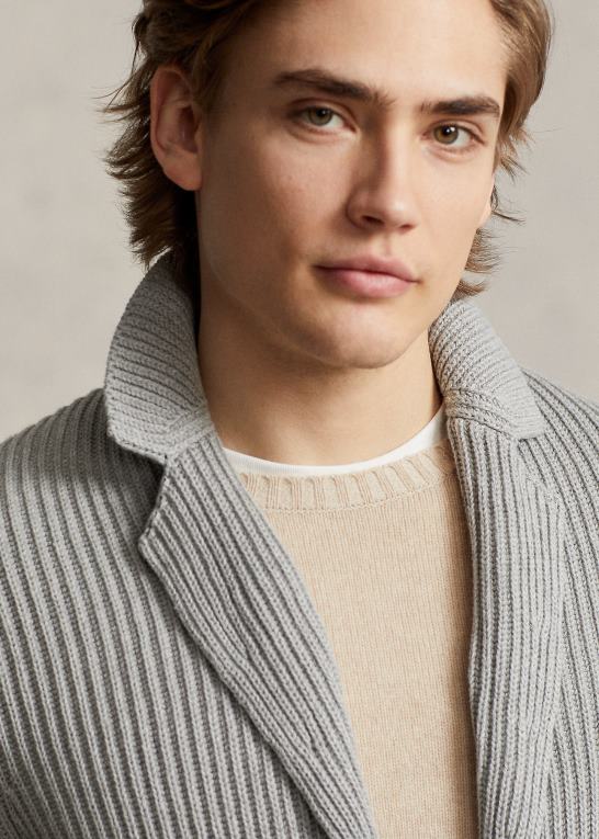 grå Mænd Ralph Lauren bomuld-cashmir blazer cardigan Z426B1236