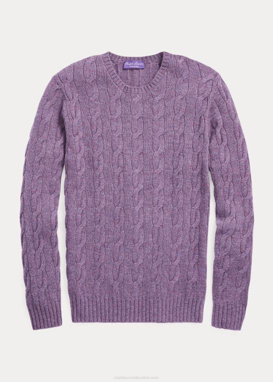 grapede melange Mænd Ralph Lauren kabelstrikket kashmirtrøje Z426B81
