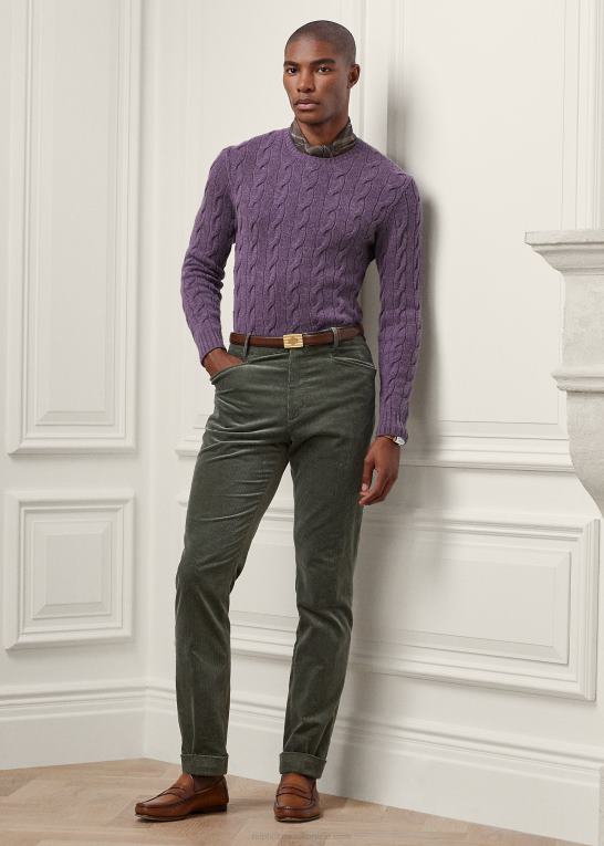 grapede melange Mænd Ralph Lauren kabelstrikket kashmirtrøje Z426B81