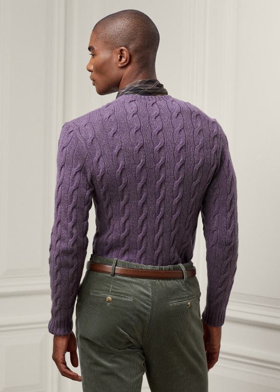 grapede melange Mænd Ralph Lauren kabelstrikket kashmirtrøje Z426B81