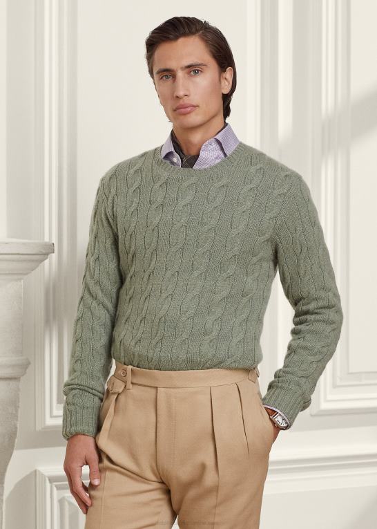 havspray melange Mænd Ralph Lauren kabelstrikket kashmirtrøje Z426B83