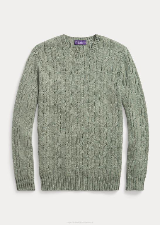 havspray melange Mænd Ralph Lauren kabelstrikket kashmirtrøje Z426B83