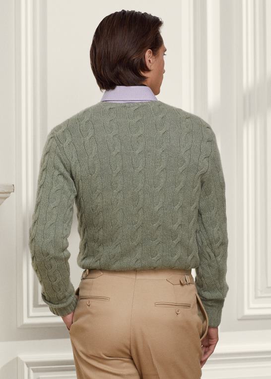 havspray melange Mænd Ralph Lauren kabelstrikket kashmirtrøje Z426B83