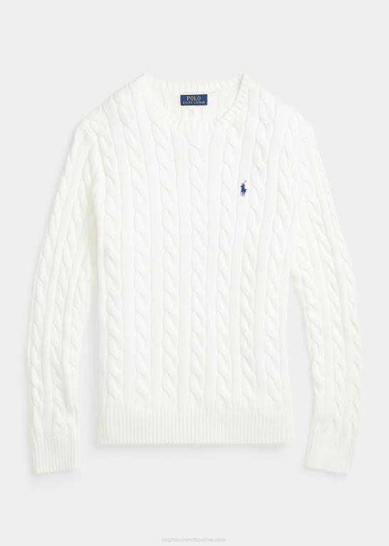 hvid Mænd Ralph Lauren kabelstrikket bomuldstrøje Z426B8413