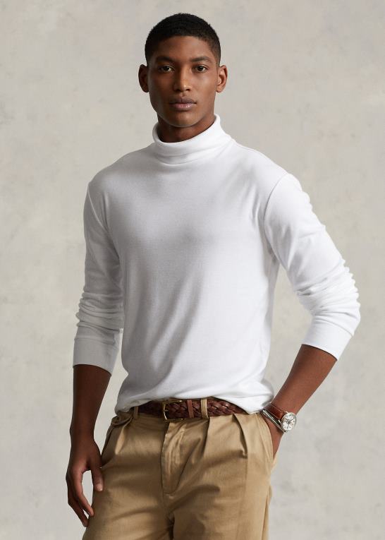 hvid Mænd Ralph Lauren ribbet rullekrave i bomuldsblanding Z426B8639