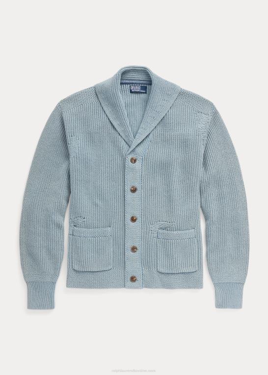 indigo multi Mænd Ralph Lauren nødlidende sjalcardigan i bomuld Z426B1100
