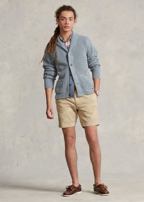 indigo multi Mænd Ralph Lauren nødlidende sjalcardigan i bomuld Z426B1100